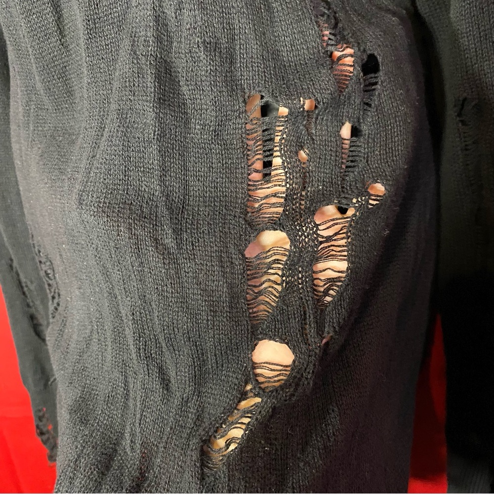 SOLD: Widow Dolls Kill Black Distressed Sweater Lace Collar S - Picture 5 of 10